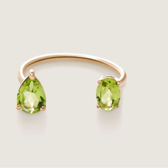 Two Stone Peridot Ring 4.5 / 14k Rose Gold - Picture 2 of 6